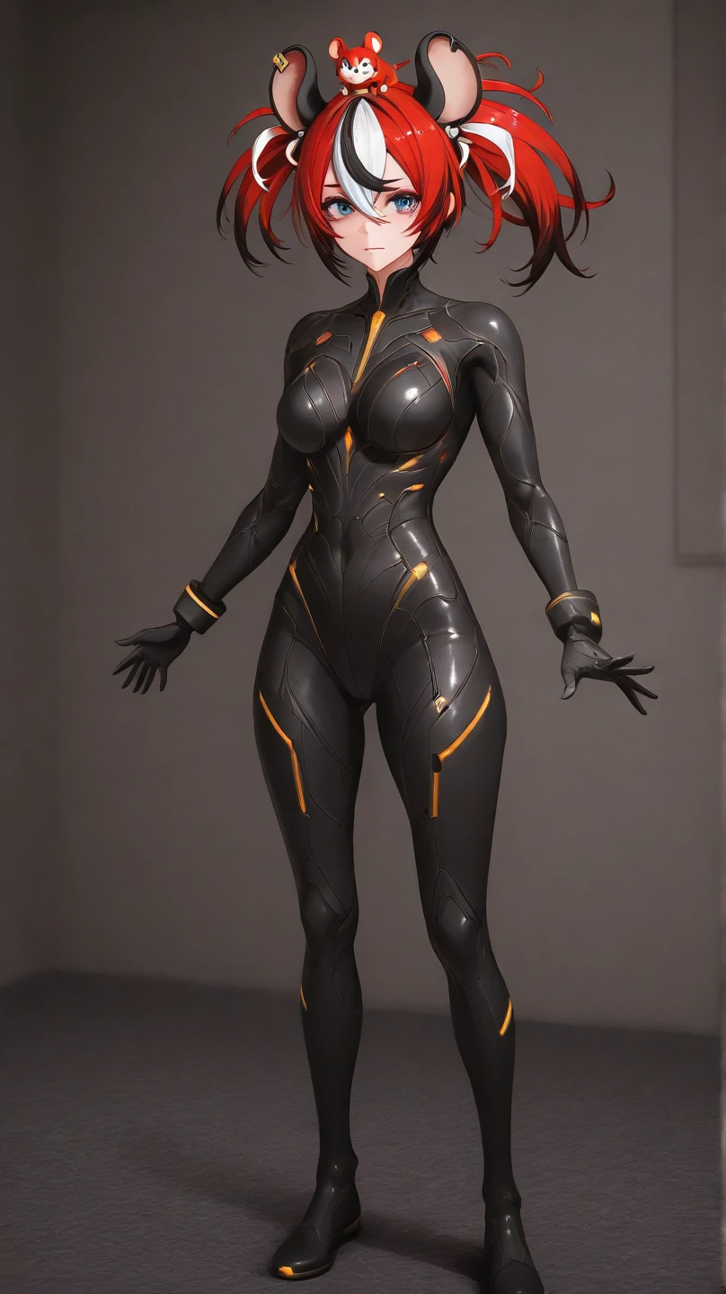 best quality, (ultra high res), 2girls, faceless, wide hips, narrow waist, covered nipples, solo, cyborgirl, cowboy shot, spaceship, chubby female, thick body, round butt, navel, (wearing cyber bodysuit, cyber Helmet, detailed visor), full body portrait, high heels, stand on tiptoes, standing with legs apart, (simple gray background), cyber heels, ((fullbody view)), (cinematic lighting)