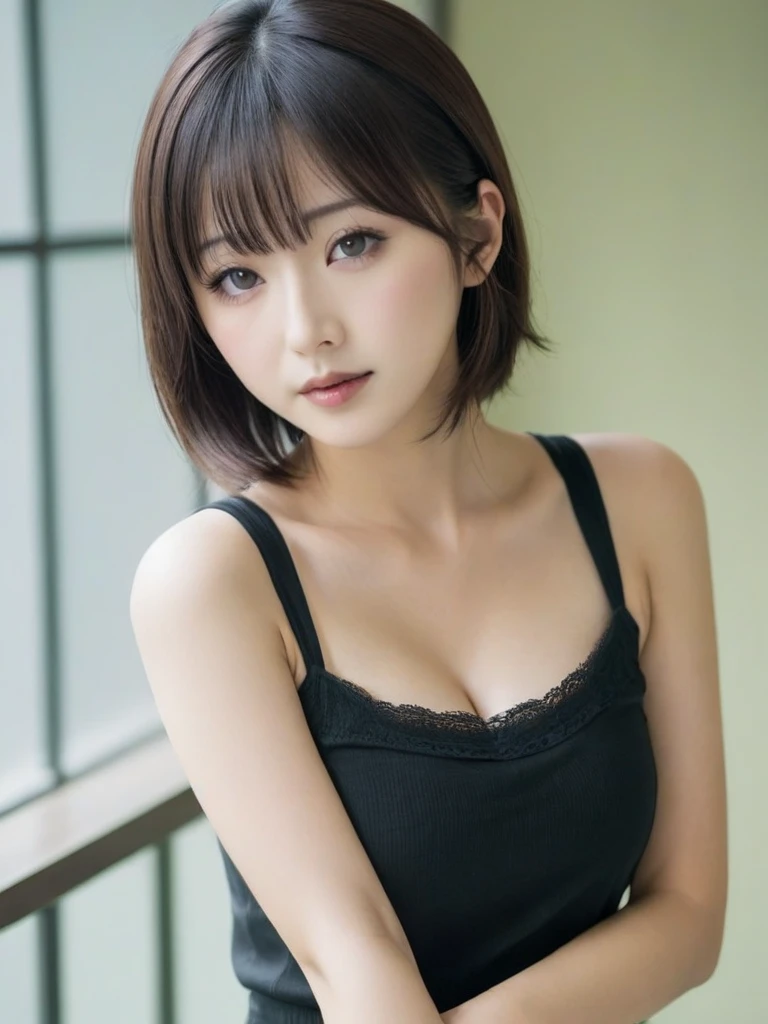 a promotion girl in front of a store, black bikini clothes, colossal tits:1.5, rainy street background, beautiful eyes, beautiful lips, necklace, long black hair, insane quality, detailed skin texture, smiling, 8k, insane details, full body (RAW photos, top quality, realistic, photorealistic: 1.3, professional lighting, masterpiece, very delicate and beautiful, highly detailed, CG, unity, fine details, highly detailed 8k wallpaper, huge file size, super detail, high resolution)