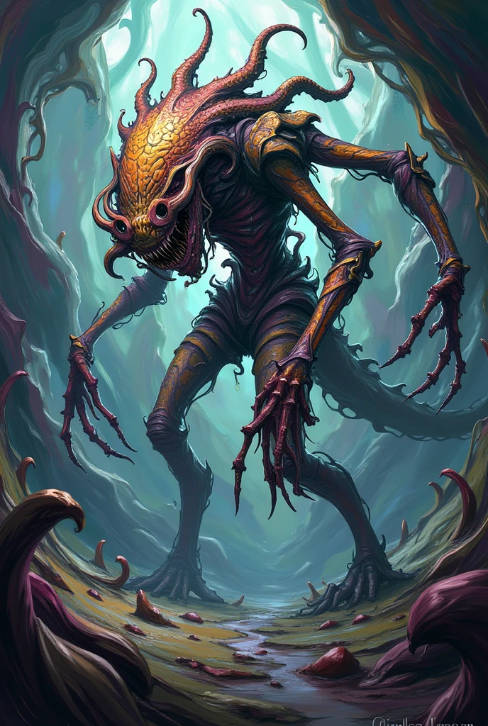 solo,anime,flesh mutant,2d,intricate linework,full color,horrific flesh monster,pulsating eldritch horror,