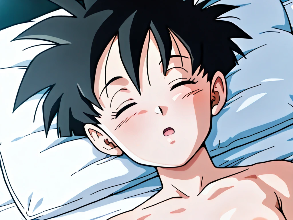 (masterpiece, best quality:1.2), solo, 1girl,goh \(pokemon\), dark skin, dark-skinned female, hair ornament,(completely nude:1.2),(loli kid),bed room,lying,(pregnant:0.8),spread legs,(vaginal sex:1.3),happy,grin,(tear:1.1),closed eyes,