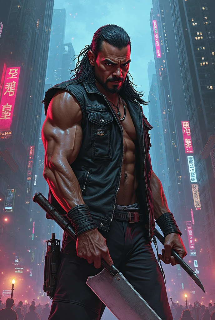 1guy, red indian, lean body, marvel,action,character,vigilante,mercenary,martial arts,swords,katanas,comic book style,highly detailed illustration,dynamic poses,bullet holes,explosions,cityscape background,vibrant colors,shadows and highlights,defiant expression,cigar-smoking,cool attitude,scars,deadly combat,badass attitude, Marvel Comic-style