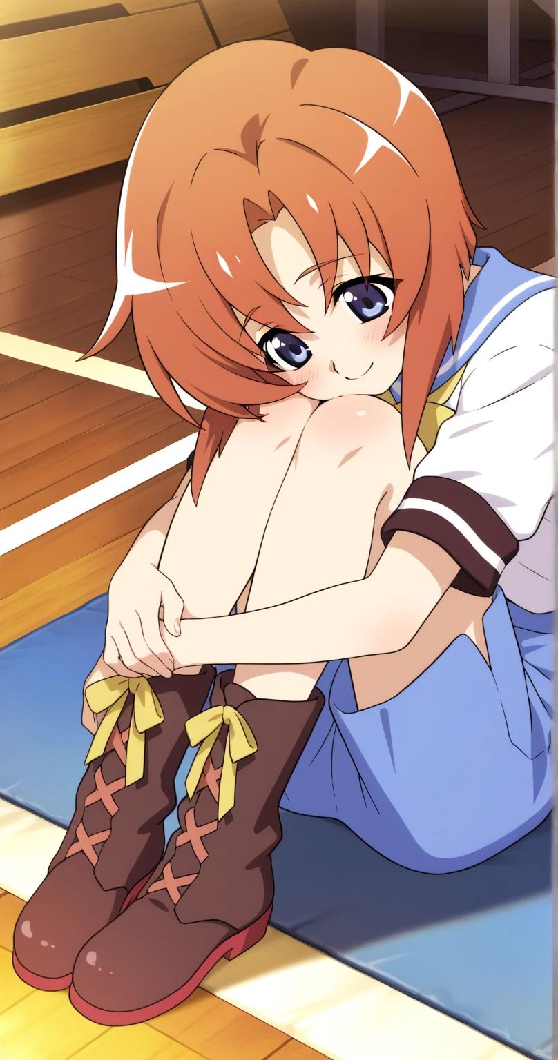 masterpiece, Highest quality, Soft lighting, Looking at the audience, alone, smile, whole body,,(Browsing Caution),(Spread your legs,She spreads her organs to show her uterus), (orgasm: 1.5), (Sexy Body), (Big Breasts: 1.2),),((Cute Costumes:1.5)),(Pussy angle),(pussyfocus,pussyfocus),((Low length:1.5)),(((Young girl:1.5))),(7 years old),((Double Peace)),(((Little:1.4)),((Sexy half tank top)),(((squatting,open legs))), (Young Ver.),(squat),((Not wearing)),((I'm showing my/I'm showing off my)),(((smile))),Magical Girl Lyrical Nanoha The Movie 2nd A's: Nanoha Takamachi