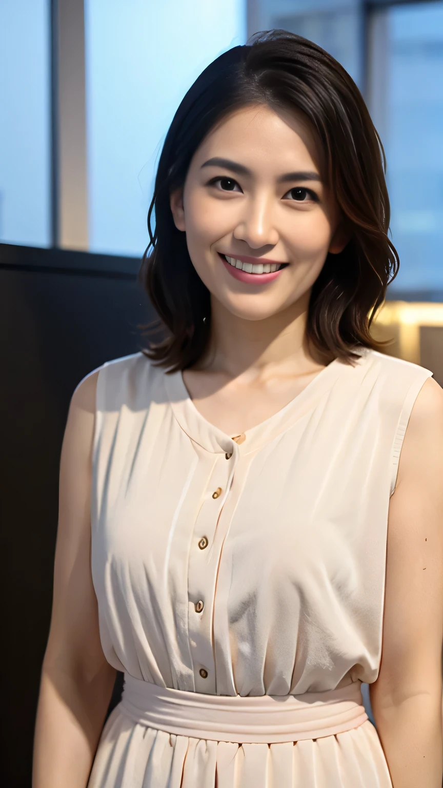 (shopping mall:1.5), blonde bangs, short hair, brown eyes, 1girl, office worker, smile, innocent, 100mm lens, (photorealistic), looking at the audience, as secretary, (complex details: 1.2), (masterpiece, :1.3), (best quality: 1.4), (ultra highres:1.2), ultra high res, (detailed eyes), (detailed facial features), HDR, 8k resolution, (Stethoscope), Vista, Reflective floor, (lens flare: 0.7), Turn, (Chanel skirt: 1)