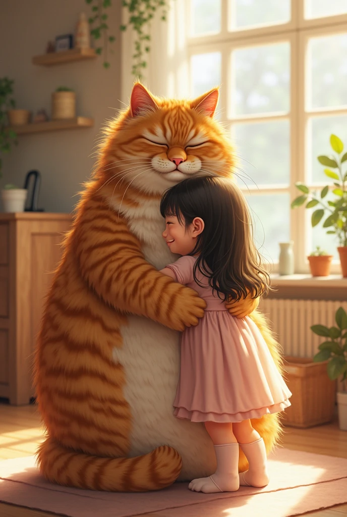 there is a cat that is hugging a , adorable digital painting, big cheeks holding her cat, by Igor Kieryluk, inspired by Igor Kieryluk, ultra realistic concept art, by Li Mei-shu, highly realistic concept art, amazing cgi, emotional concept art, by Ji Sheng, hyper real render, by jeonseok lee, highly realistic digital art