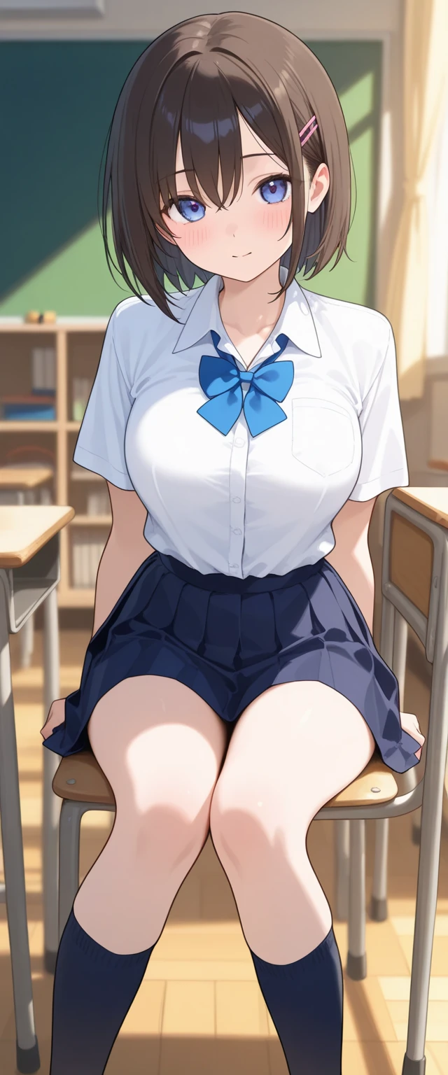 a pure and beautiful girl, with perfect look, body perfectly made, face eyes perfectly made, beautiful clothes and shoes, perfectly detailed, no mistake and a perfect effect, delicious look,lying down on the desk,detailed race panties showing,detailed race bra showing,in classroom,dynamic angle