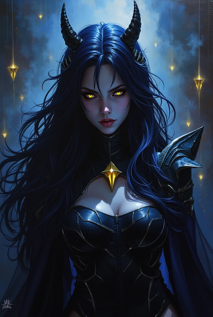 Visionary Art, woman floating in the sky, full body dynamic pose, serious look, expression of fullness, deep eyes, purple eyes, black wings, angel wings, deity, goddess of Greek mythology, nyx goddess, allegorical painting, goddess Hecate, conservative dress, elegant dress, black dress, turtleneck, flowing clothing, black clothing, voil fabric, flowing fabric, elegant hairstyle, hair half loose, black hair, very long hair, big hips, beautiful hands, shiny crystal, minimalist tiara, crystal tiara, jewelry
silver, beautiful jewelry, minimalist jewelry,halo of light behind the head, scenery night sky, dark sky, universe, starry night, magic clouds, beautiful clouds, bright moon, renaissance, divine, expansion of consciousness, acetate painting, centered, worm angle