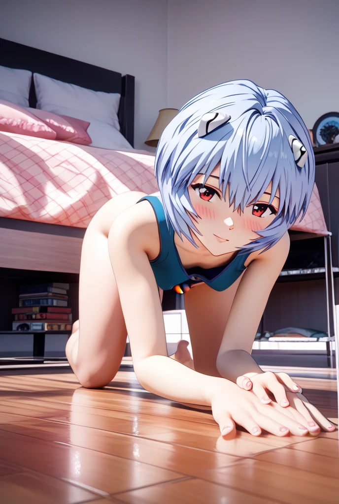 anime - style image of a woman in a bikini sitting on a bed, anime big breast. Soft lighting, [ 4 K photorealism ]!!, rendered in sfm, seductive anime girls, [ 4 K photorealism ]!!!, photorealistic anime girl rendering, 2 b, 2b, Smooth anime CG art, trending on cgstation, small curvaceous loli