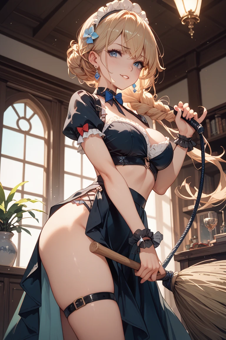 Best quality, Ultra detailed, Golden ratio, Masterpiece:1.2), Theatrical lighting:0.7(ray tracing), 1 girl, Cloud Strife from Final Fantasy, turned into a woman, posing, athletic body, Thicc thighs, small breasts,perky breasts, heart-shaped ass, tight pussy(shiny skin)(detailed skin) (perfect hands), posing, sexual, attractive, lewd, orgasmic, blushing, very feminine, wearing a battle dress, thigh highs(perfect eyes), on a mountain