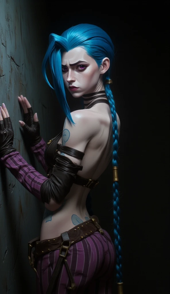 <lora:unhorny_v01:-1> <lora:ClothingAdjuster2:0.6> , <lora:Squeezer2:0.4>, (OverallDetail:1.1), (from angle:1.2), (ass, anus:1.2)
(best quality, masterpiece, highest detailed) waist up photo, punk girl, small breasts, (tattos:1.1), (vibrant raibow hair:1.3), (spiked choker:1.2), naked, defiant pose, urban background, (graffiti walls, neon lights:1.3), (intricate details, hyperdetailed:1.15), city lights reflecting off eyes, (official art, extreme detailed, highest detailed).