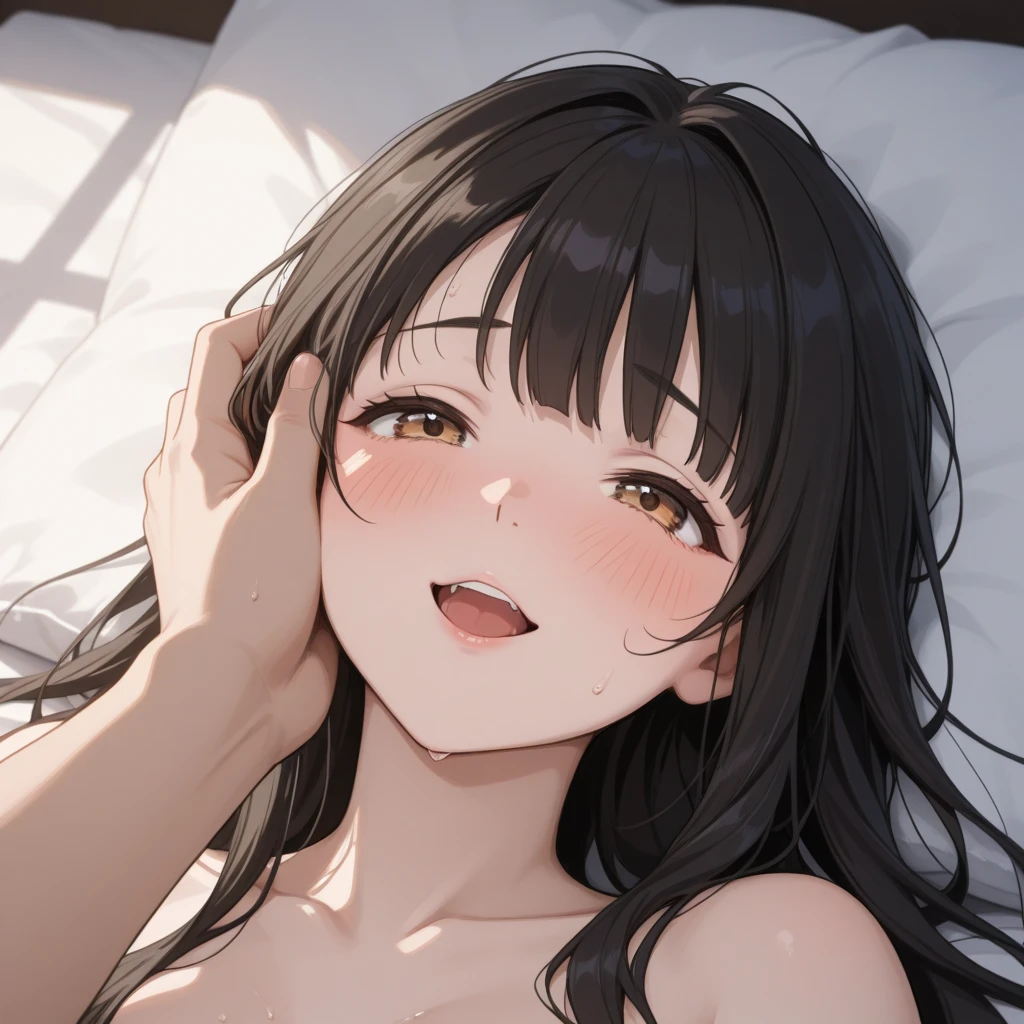 ((Highest quality, 8k, masterpiece: 1.3)), whole body,1 personの,1 person,,Glamorous Body,cute,A mischievous smile,Close both eyes,Black Hair,long hair,Wear a camisole,wear pink panties,Scanty,Hip hanger,Sleeping on a three-seater sofa,Head orientation is back,night,Dark room