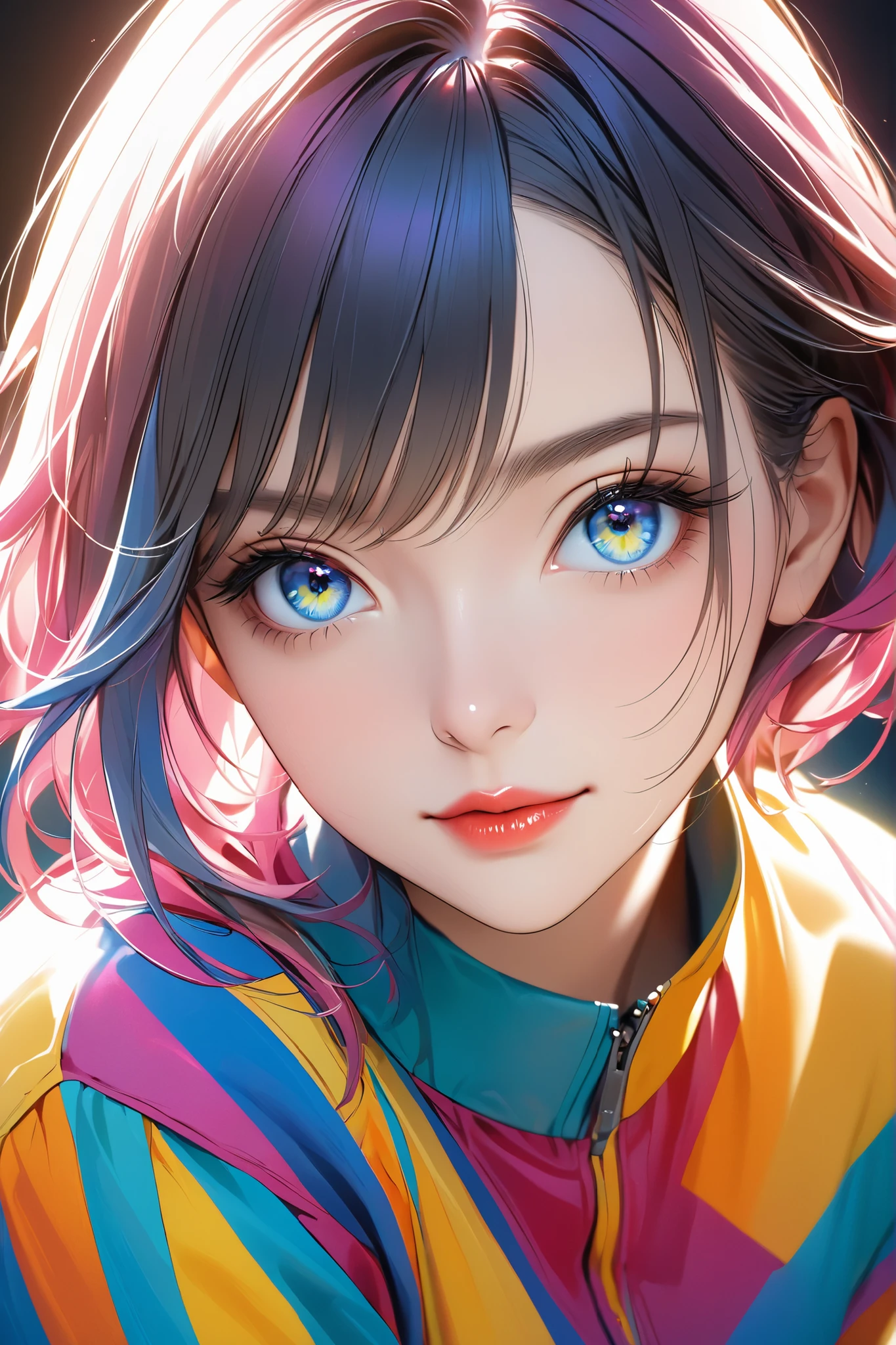 an adult woman, solo, wearing colorful, attractive posing, staring at you,
high-resolition, high quality,