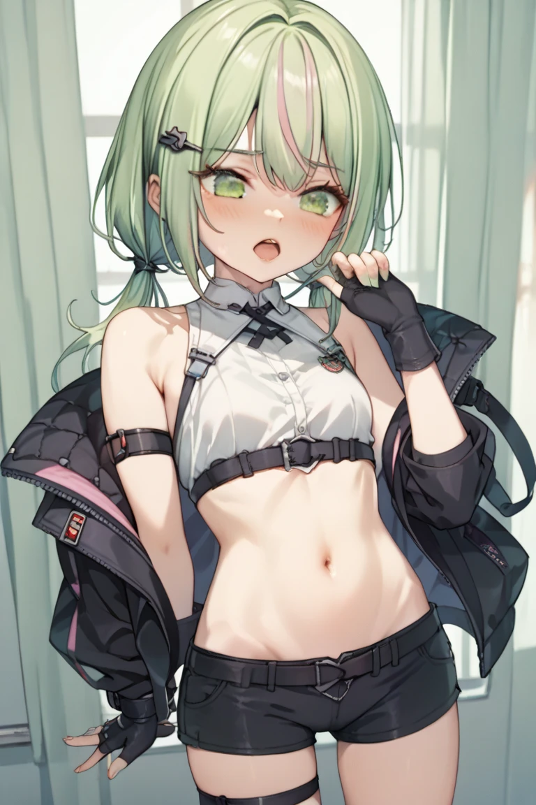 Green hair、Big Brett、gloves、shorts、指なしgloves、scarf、an lingerie、Anti-material rifles、top-quality、official style,（Asada Shino-SAO-GGO-）,masterpiece, best quality, {{{ultra detailed}}}, game cg, super fine illustration, , train station, 1girl_and_1man, {{kawaii}}, sunrise, collarbone, clavicle, {{Silk fabric brassiere}}, bra turned up, white {{{buttoned}}} shirt school uniform, flasher, beautiful breasts, {{embarassed}}, 👨‍💼&👨‍💼 nsfw , dynamic angle, brown hair, [long hair], {selfie}, run away, slim head, [wavy hair], [[[open breast]]], slim hair, tsurime, pantie cotton pink diaper skirt lift, {{{disshaveled ripped torn skirt}}}, {separated of skirt}, handsome short hair, [[[messy hair]]], short hair, light-brown hair, {{{be grabbed breasts and hand on breast only}}}, swelled head, ride on train, {{{{{sweaty}}}}}, resist male violence, small red hairband, disordered shirt, breast massaged by boy, hip massaged by man, bra turned up, be pulled body,