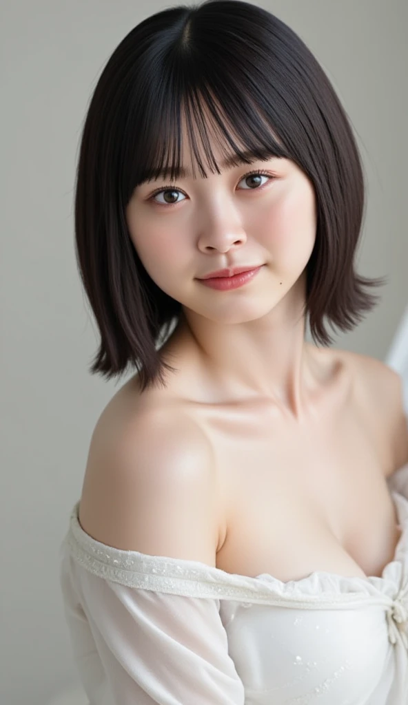 A woman in her 50s、five〇age、A little old、Big Breasts、(nude),(Corridors in Japan、White wall、(A room with a white wall and a window)、((highest quality、8k、masterpiece:1.3))、Ultra-high resolution、(photoGenuineistic:1.4)、RAW Photos、Japanese,(Detailed aspect)、Genuine、Photographed in natural light、Highly detailed face and skin texture、Highly detailed lips、The correct state of the human body、Shortcuts、Black Hair、Various poses、Natural color lip、full body