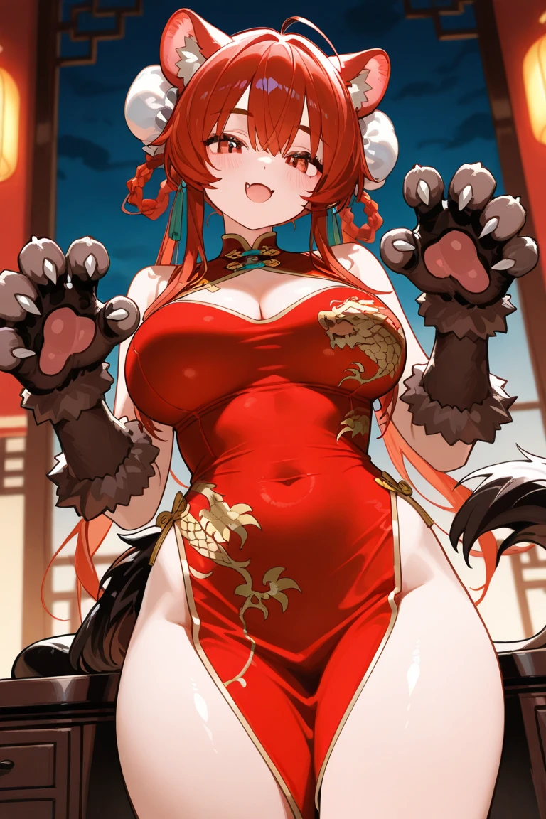 (Masterpiece: 1.5), (Best Quality: 1.5), Perfect Eyes, Perfect Face, Volumetric Lighting, 1 Woman, Mature Woman, (Whiteness: 5), Fox ears, Fox tail, green eyes, dark brown hair, massive breasts, massive cleavage, kimono, thick thighs, wide hips, sexy, bare foot, full body, seductive smiling, wet skin, tight clothes, red lipstick, makeup, red eye shadows, tight clothes, shiny clothes, shiny skin,