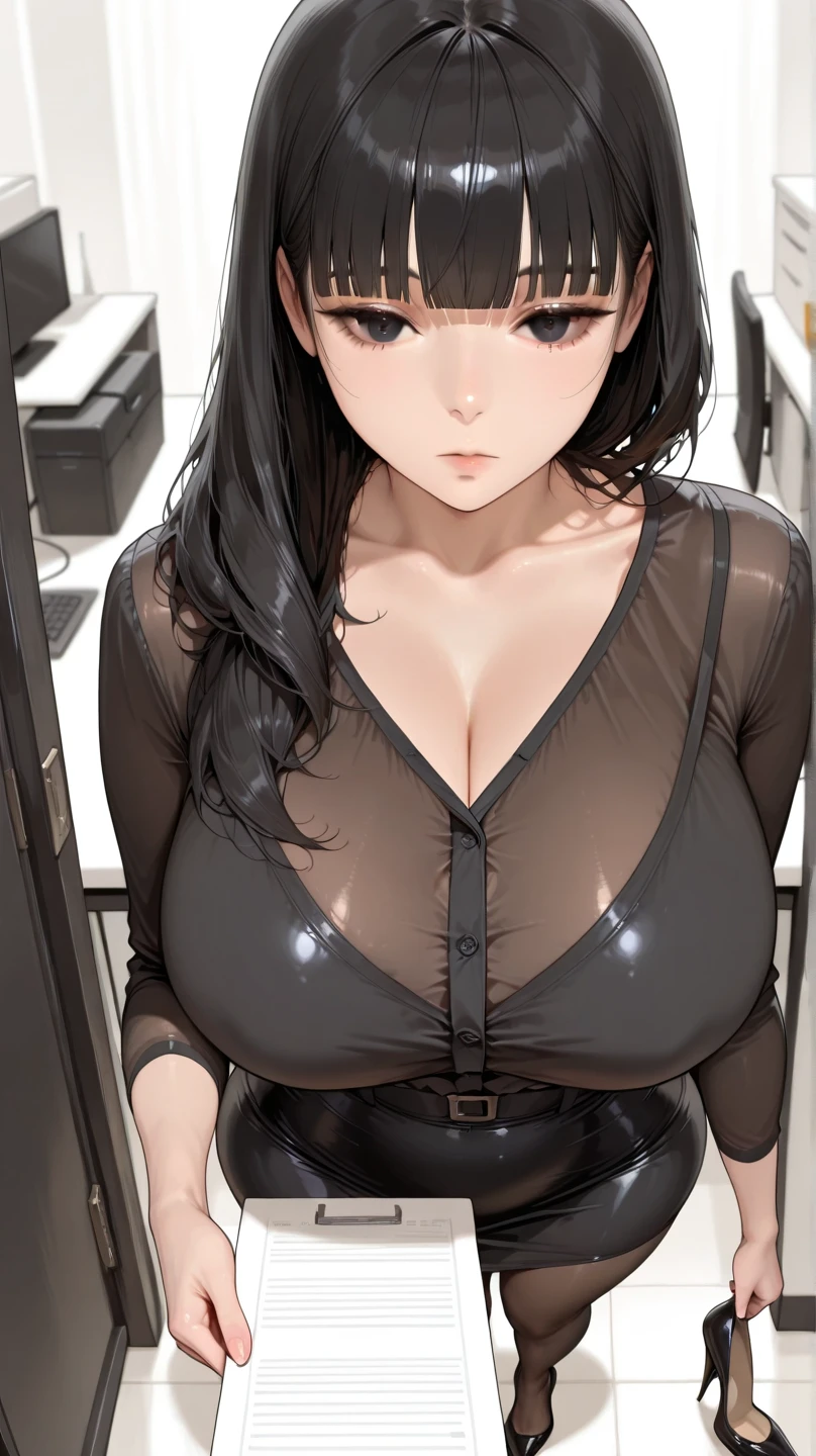 <lora:JeongSook_BNW:1> Sookdef, black hair, long hair, black eyes,
blue shirt, portrait, large breasts, see-through, covered nipples,
masterpiece, best quality,
