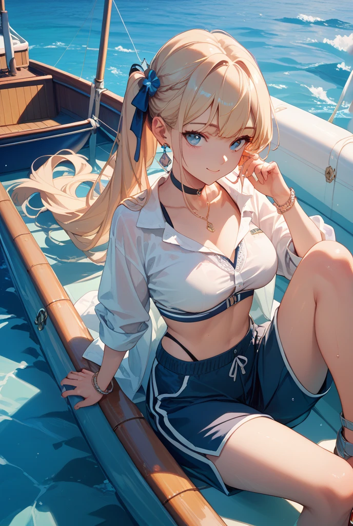 ((masterpiece)), (((best quality))), ((ultra-detailed)), ((illustration)) ,girl, boat, water surface, whirlpool, milk