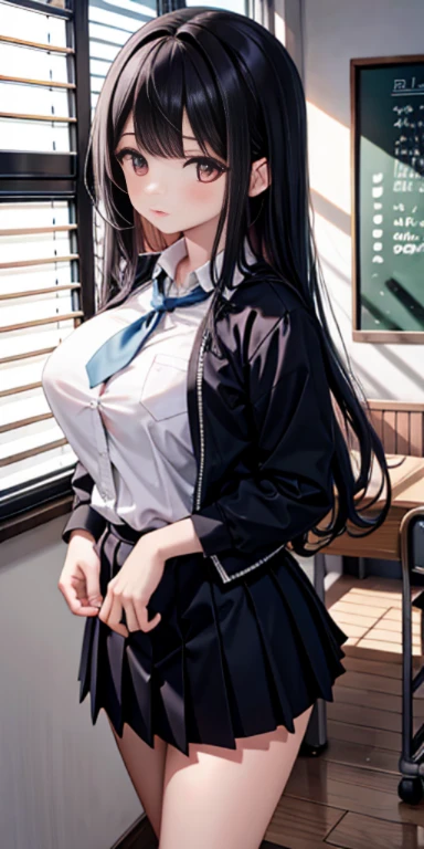 1girl in、A smile、The shirt、skirt by the、(small tits)Chilarism、Japan High School Student Uniform、serafuku、summer clothing、Squall Drenched Uniform、(Sheer Bra)、Upper body portrait、