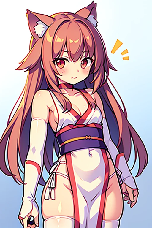 (masterpiece),(Highest quality:1.0), (Ultra-high resolution:1.0), Detailed illustrations, 8K, Pretty face, White Background、Big Breasts、Swimwear, Swimwear姿、黃色のSwimwear、bikini、whole body、Animal ears, earrings, Horse tail、Are standing, smile, Open your mouth