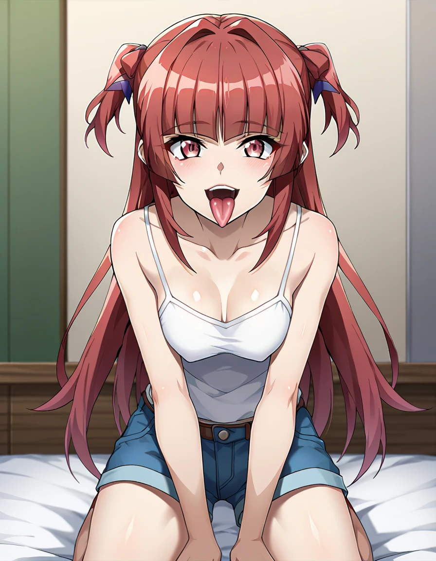 Eris boreas Greyrat, best quality, HD, detailed, detailed, sexy, nsfw, Eris Greyrat, no panties, red long hairs, spreading, red pubis hairs, ultra hairy pussy, unshaved pubis, sitting on the viewer face, horny, blush face, view from the bottom, pov, warm pussy