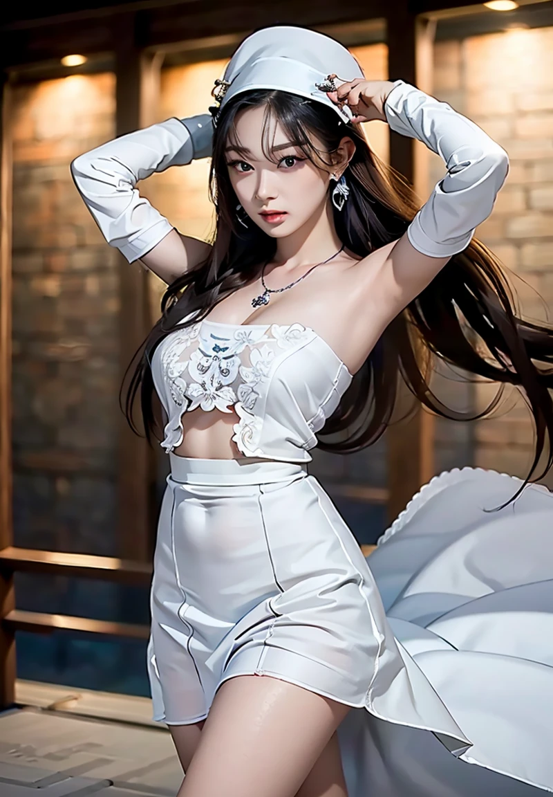 ((((Best Quality, 8K, 32K, masterpiece, 1.2)))),{{solo}},nsfw,{{{Artist: EUPHORIA's style}}},((perfect beautiful face:1.2)), wearing , windy skirt, showing panties, embarrass, see through panties, ((a lot of public hairs:1.3)),