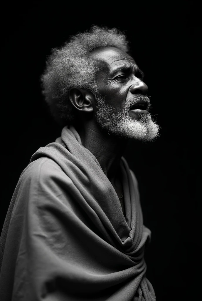 an old man with a beard and necklace around his neck, Homem africano, African facial features, anthropological photography, retrato impressionante, Directed by: Bela Nagy Abodi, Directed by: Lee Jeffries, pele desgastada, Retrato de um velho, Wise old man, Retrato de um velho, retrato ultra detalhado, great likeness, man is with black skin, um velho luz frontal suave, brilho, HDR, (cores suaves: 1.2) hiperealista,realista, Realismo, renderizado, Alto contraste, digital art photographyrealistic trend in Artstation 8k HD high definition detailed realistic, detalhado, textura da pele, hiper detalhado, textura de pele realista, armadura, melhor qualidade, ultra high-resolution, (fotografiarrealista: 1.4), alta resolução, detalhado, Calado bruto, sharp re, por lee jeffries Nikon D850 Filme Fotografia de Stock 4 Kodak Portra 400 Lente F1.6 Rich Colors Realistic Texture Dramatic Texture Dramatic Lighting Irrealengine Trend on Artstation Cinestill 800