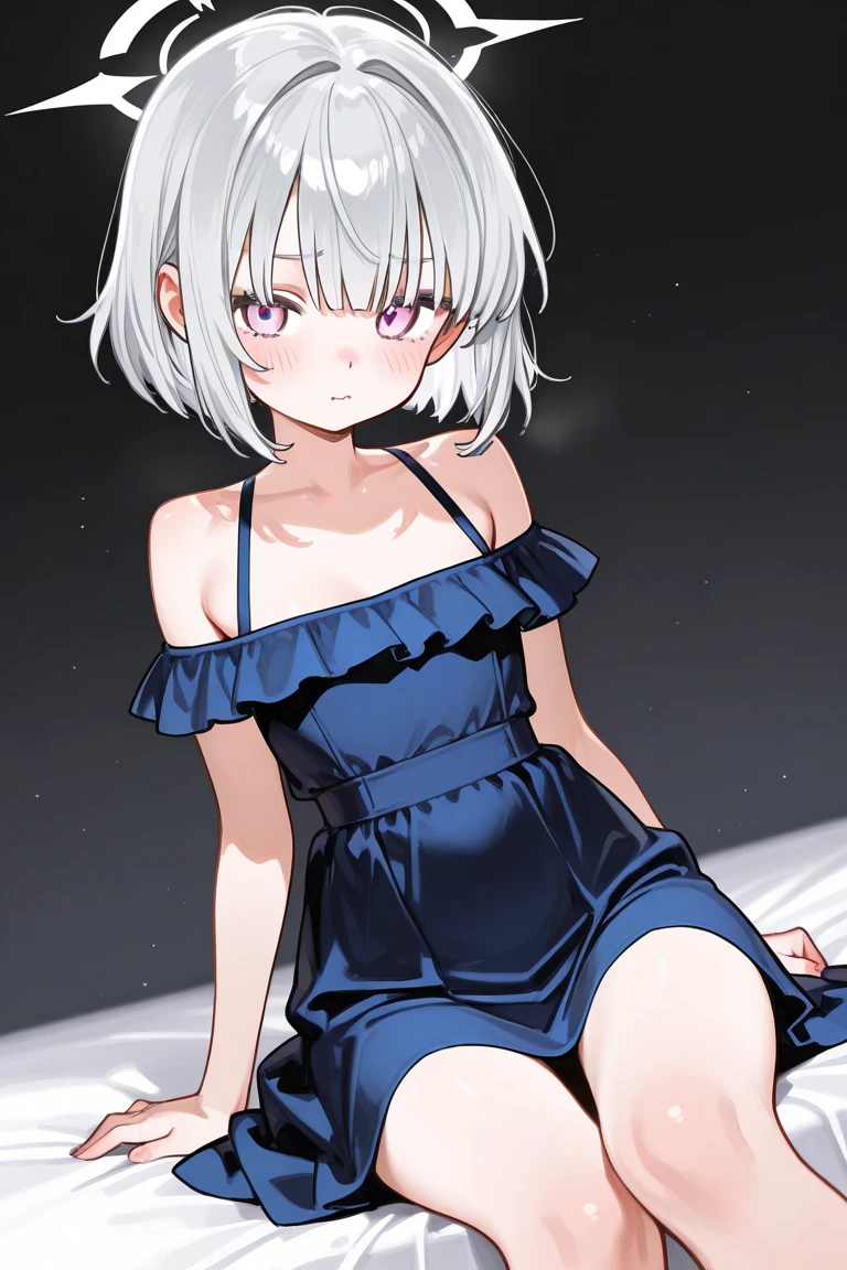 best quality, amazing quality, very aesthetic, absurdres, 1girl, arona (blue archive), blue archive, blue eyes, black hair, strapless, (artist official art:1.5), (realistic face), (narrowed eyes), (cowboy shot), (art:1.5), panties, (thigh), expressive eyes, perfect face, 4k, extremely detailed anime illustration, extremely detailed eyes, enhanced details, perfect anatomy, light rays, photo background, extremely delicate body, smooth skin, feminine expression, (black background:1.5), cristal clear eyes, beautiful face, small breasts