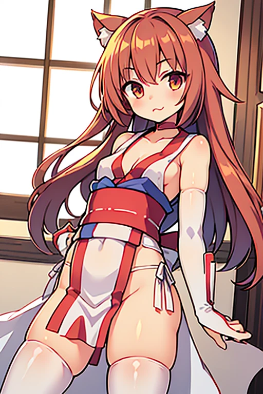 masterpiece、highest quality、High resolution、Very detailed、Medium wide shot、Mature Woman、Beautiful eyes、(aty, long hair, blue eyes, Red Hair、Hair between the eyes)、 (((((Completely nude、nudist)))))、 ((pubic hair、Hairy、pubic hair、pubic hair))、 Mature Woman、Dancing on stage、Vibrant、Laughing with your mouth open、Red colorful spotlights, green, Yellow and green、Determined Pose、((Sweat、Love Juice))、Shaking breasts、Dutch Angle、vagina、Looking at the audience、Spread your legs、Focus on the face、Put your hands behind your back、