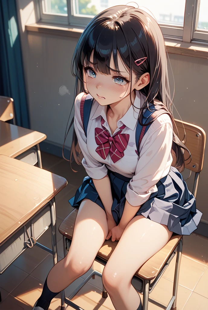 1girl, classroom of Elite, sit in class, anime, Suzune Horikita, kikyo Kushida, (two heads)