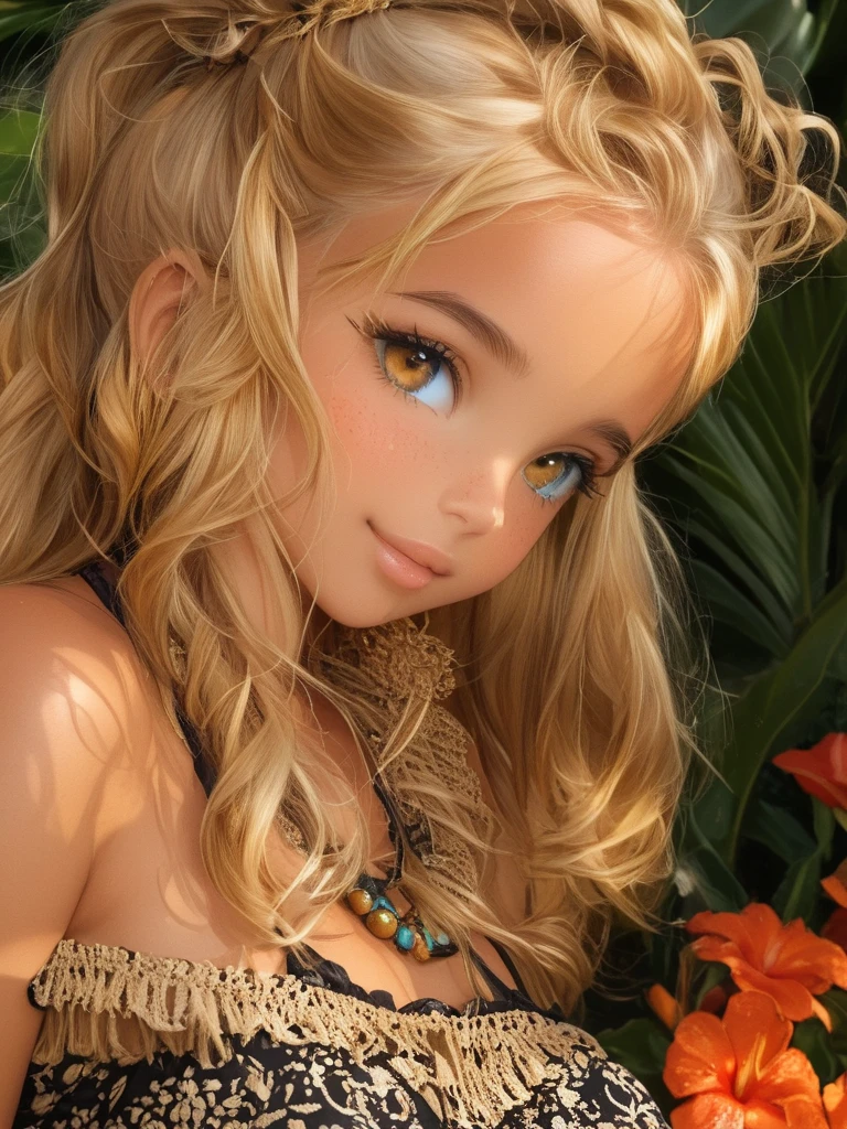 best quality, masterpiece, ultra high res, (photorealistic:1.4),RAW photo, close-up shot, 1 girl, 12yo, smile, bikini and flat chest, shiny hair, big eyes, white and translucent skin, slightly flushed cheeks, thin lips,  playing in city park
