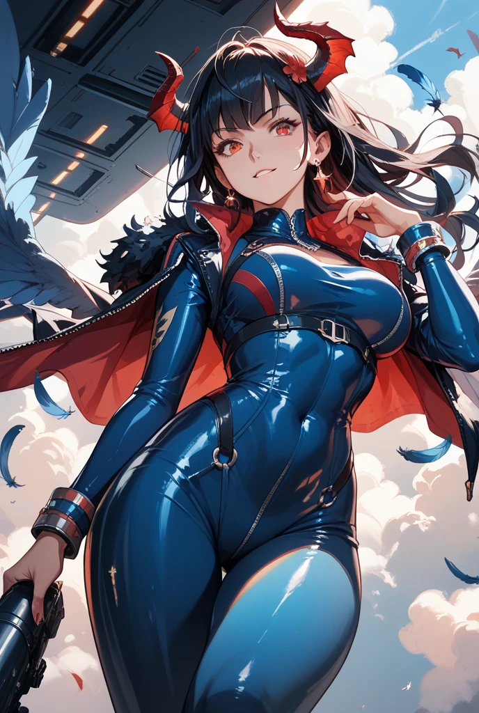 ultra-detailed, Explicit, Beautiful body, Beautiful Nose, Beautiful character design, perfect eyes, perfect face, ultra highres, 4K, beautiful legs, perfect legs, Nice hands, Perfect hand, Masterpiece, Best Quality, Highly detailed, illustration, absurdres, street fighter, doll suit, shadaloo doll, dollsuit, expressionless, blank eyes, looking at viewer, red gloves, emotionless, black latex, corrution, mind control, female combatant, full body, hypnotized, unhappy trance, full body suit, ribbed bodysuit, both arms at side, obey, perfect female body, extremely glossy latex, hypnosis, hypnoLora, empty eyes, Mind control device, poses, submissive_pose, Slave, hat, necktie, stand up straight, standing, standing at attention, hat, necktie, belt, latex, ribbed bodysuit, thighhighs, garter belt, Fighting Stance, extending the right arm from the shoulder into the air with a straightened hand, nazi saluting, military, military saluting, salute, thigh boots, 1girl, Dark Signer Carly Nagisa, Yu-Gi-Oh! 5D's, dark green hair, long hair, blue eyes, black eyes