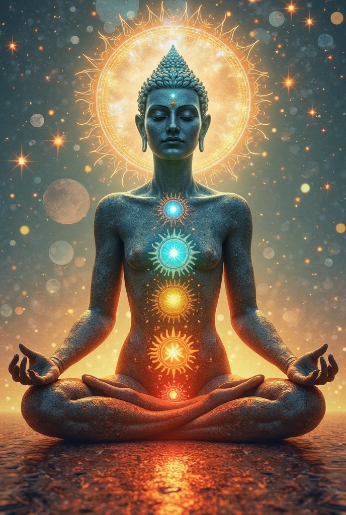 Chacras na Espiritualidade Oriental. The chakras are energy centers in the human body, each associated with specific physical and emotional functions. Existem sete chacras principais, incluindo o chacra da raiz, do plexo solar, Cardiac, garganta, terceiro olho e coroa. They are often represented as vortices of different colors. The image search will show illustrations and graphic representations of these chakras, each with its own color and characteristic location."