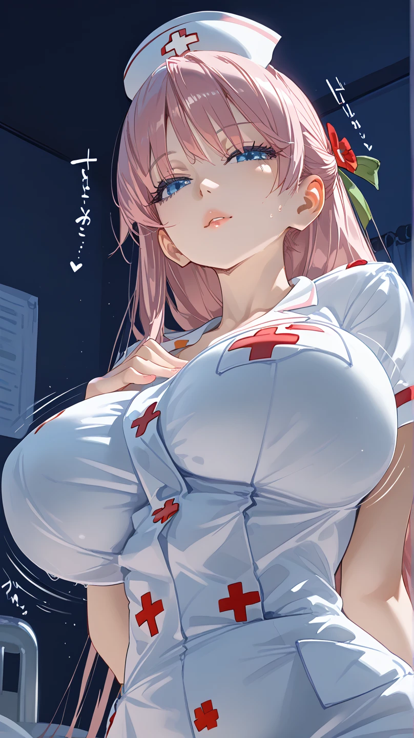 best quality, masterpiece, Ultra-high resolution, original photo, 1 Girl,Nurse uniform, Large Breasts, Cover chest