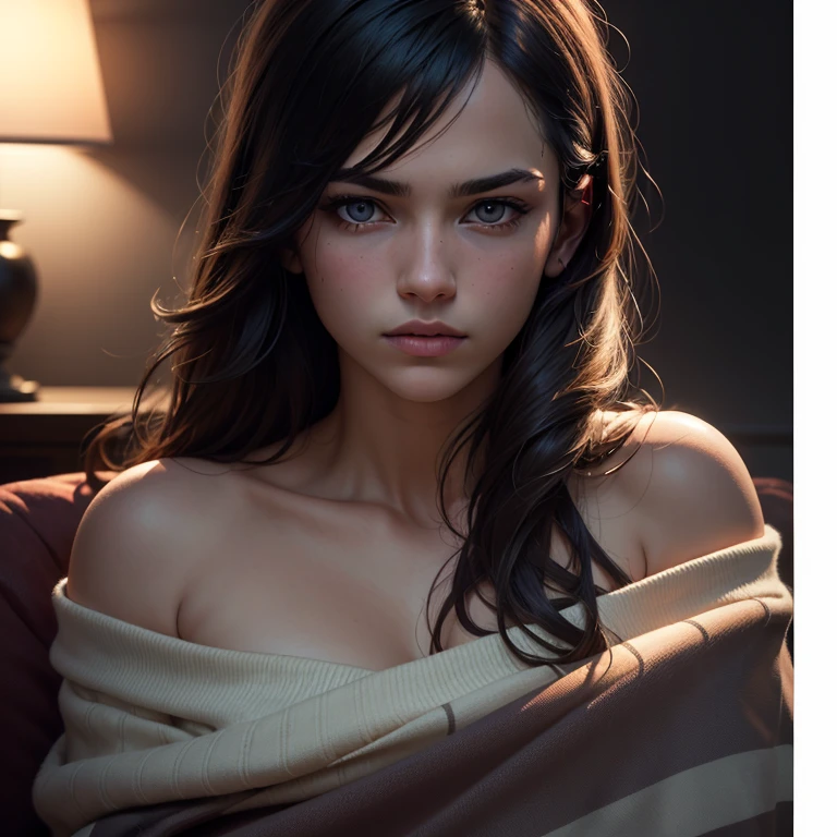 Brunette long hair, young, smile , green eyes, white pale skin, ((Jennifer Connelly)), portrait, lingerie clothes, (Shy), elegant, gorgeous face, white Silk lingerie, Room of wood cabin hut, High detail RAW colored art, (detailed skin, skin texture), natural atmosphere, (muscle), (detailed skin, skin texture), intricate details, fine details, hyperdetailed, ray tracing, subsurface scattering, diffuse soft lighting, shallow depth of field, by (Oliver Wetter) Atey Ghailan, by Jeremy Mann, Greg Manchess, Antonio Moro, trend at ArtStation, trend at CGSociety, Intricate, High Detail, Sharp focus, dramatic and photorealistic painting art by midjourney and greg rutkowski, bokeh in the background, jacket, best quality, masterpiece, 1girl, , Close-up portrait, nature, look at the viewer, dress