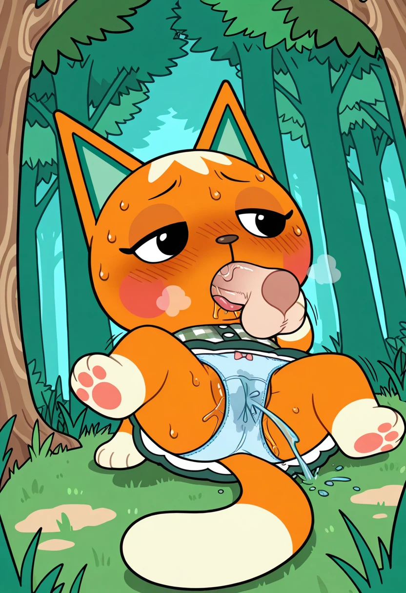 shota fox gay with Orange fur and dark green eyes, being sex a gay fat human stranger with long cock