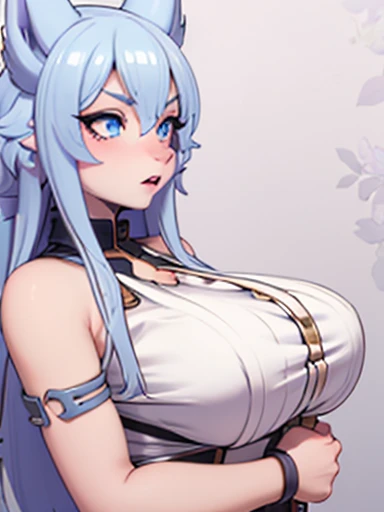 masterpiece, best quality, ultra-detailed, illustration, colorful, falt color, depth of field, lens flare, 1girl, sona \(league of legends\), blue hair, blue eyes, gradient hair, twintails, hair ornament, anime, (shortstack), (shortstackBT), (closeup), (upper body), cowboy shot, looking at viewer, at forest, (bride, flowers, white bridal lace dress, veil, cleavage), short height, detailed skin texture, beautiful detailed face, smile, seductive, alluring attire, collarbone, (gigantic breasts, saggy breasts, huge breasts, curvy, voluptuous, curvaceous)