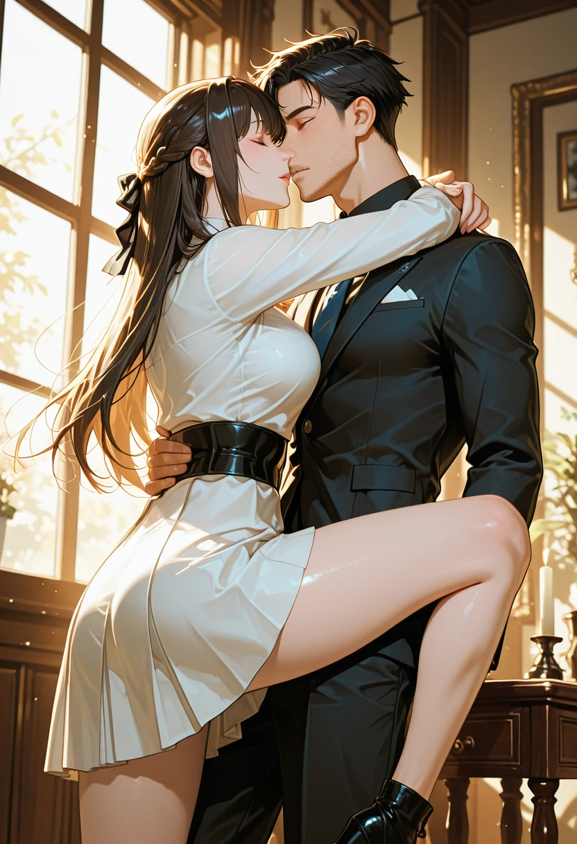 Masterpiece, Best quality, Realistic, 1人, cute female, Sexy and charming girl, 20 years old, Very attractive look, Extremely detailed face, ((dark gray eyes)), ((long and dark brown hair)),((Long curly hair)) [Slender eyebrows], Detective, International city, Red evening dress，Leaky shoulders，Bigchest，cropped shoulders，Bare back，high-heels,， Cinematic lighting, Stand in the hall，Postural dynamics,eyes looking at viewer，Hotel，Banquet