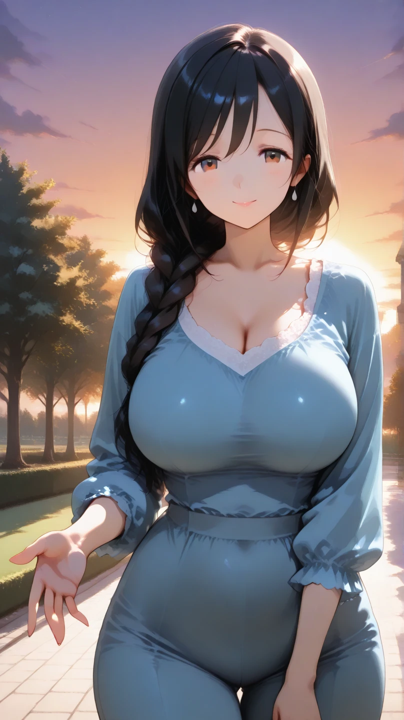 ((Throw))), (((shirt: 1.2)))), ((looking up at me))), (A shy look: 1.2)))), (18 years old, neat girl))))), (high ponytail, curls, brown hair, side fringe), medium long hair, scene seen from above, (((upper body shot: 1.2)), (Focus on the chest and face), (( Very intimate: 1.2)), ((big breasts)), (Upturned breasts), (((In the classroom illuminated by the setting sun: 1.2)), ((Stand across from her，Curtains fluttering in the wind)), ((She is wrapped in thin curtains)), (look at me with upward eyes)), Highly detailed facial and skin textures, delicate eyes, double eyelids, natural cheeks, blue eyes, (((moist eyes: 1.3)), sparkly necklace and earrings, shiny lips: 1.4, precise, anatomically correct,