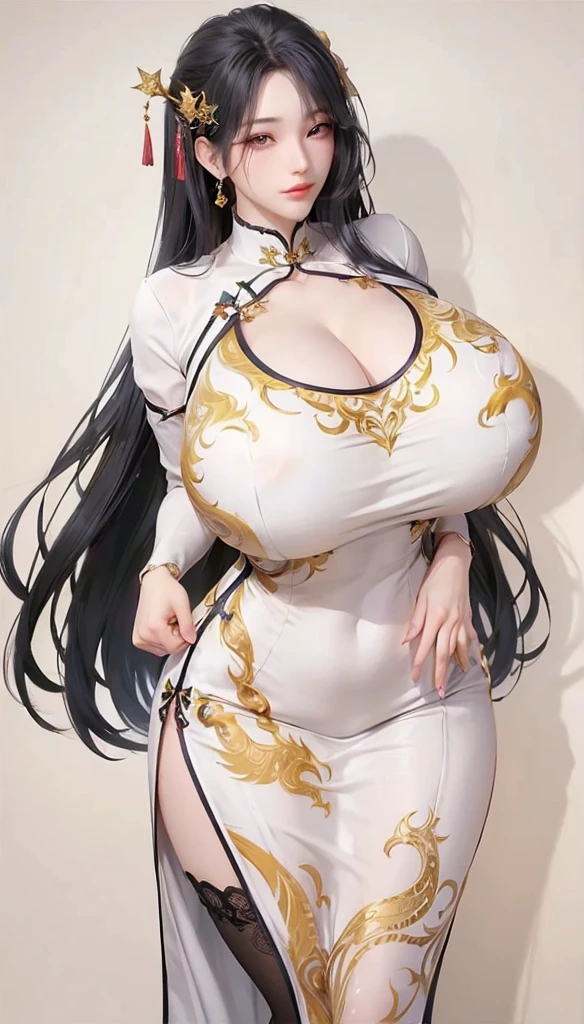 1girl,huge breast, silver hair, brown eyes, high quality, ultra detailed, masterpiece, realistic