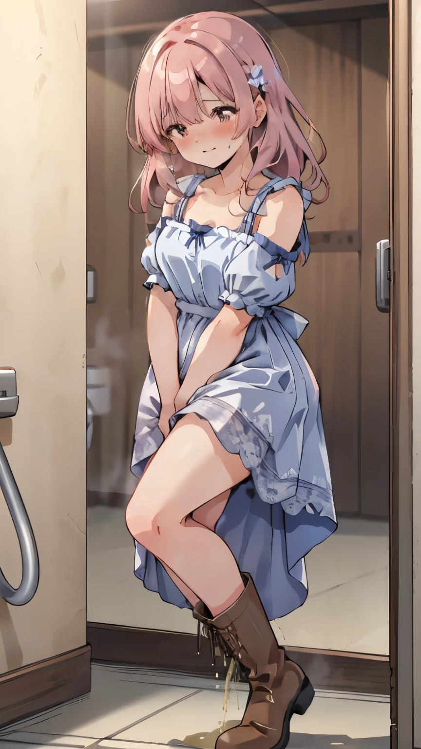 (8K, ultra-detailed, best quality, anatomically perfect body), (full body), (small breast:1.3), shiny skin, (Various girls), bladder full tank, (have to pee:1.1), (urge to pee:1.4), (only one person peeing self:1.1), peeing on the bottle pressed against my crotch, Pee flowing in the thighs, (very desperate to pee:1.2), (takes to bathroom), (waiting for bathroom with line of girls in queue), standing, (Each one has a different maxi peasant dress:1.4), petticoat, (Each one has a different long boots:1.1), (Each one has a different hair), (knees together and feet apart:1.3), (Rub each other's thighs:1.3), (leaning backward:1.3), one hand between legs, skirt lift front, (holding the crotch:1.4), (stroking own abdomen:0.9), (stroking one's own thighs:1.1), (orgasm:1.25), (blush:1.4), (embarrassment1.6), (impatience:1.3), (flustered:1.3), (fidgeting around), (flowing sweat), (erotic body twist:1.2), (panting:1.4), (breathless:1.3), closed eye, (parted lips:0.7), (refreshing:1.2), (Dazed:1.1), Sexual excitement, (looking away), (crisis:1.4), (from side:0.7), (from below:0.9), (dramatic angle:1.3), 