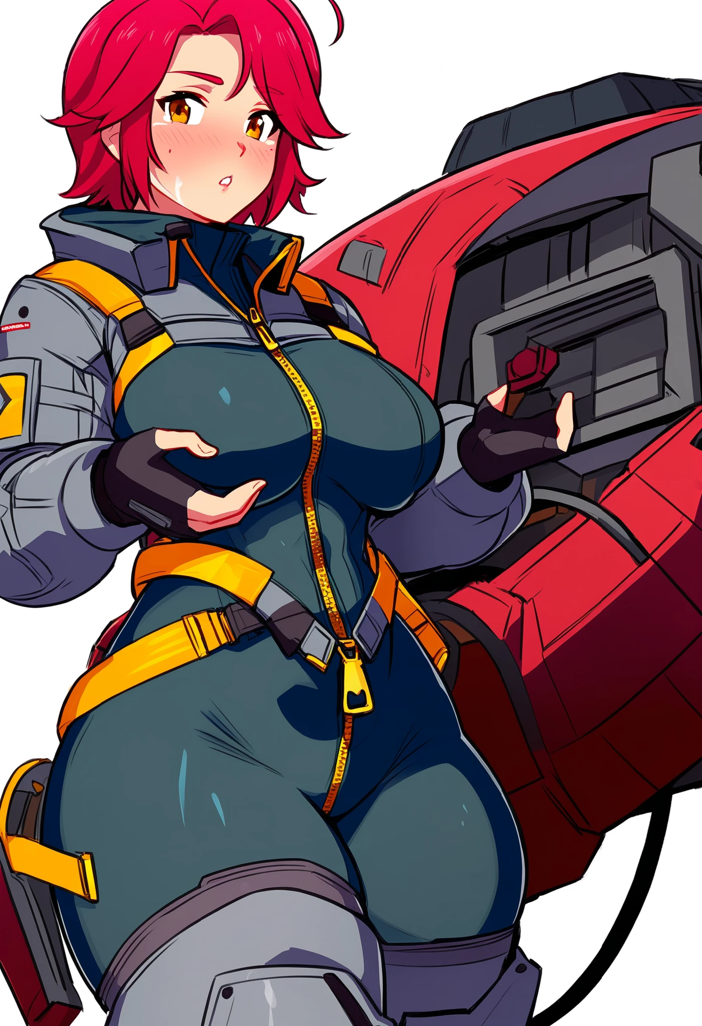 exited, smile, scream, Open mouth, young girl, Pullover, whole body to see, curly short hair, (( very wide hips)), (((colossal Thighs, gigantic thighs, very huge thighs, very big thighs))), fullbody, platform heels, freckled skin, very Big breast, gun, soldier girl , full body, military , naked, nude, cyberpunk, battle,  topless, nude bottom, body freckles, redhead,