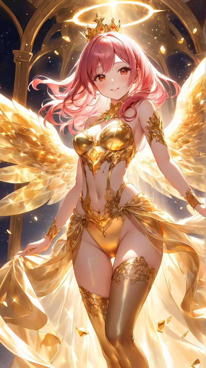 (Dynamic Angle:1.4), ((Pose all over the body:1.5), (Colorful:1.2), (Extremely detailed CG Unity 16k wallpaper:1.1), (Noise Removal Strength: 1.45), (tmasterpiece:1.37), ((offcial art)), (Colorful:1.2), The whole body is golden yellow, Suspended in the air, ys，large wings, god light, Sparkle, Glowing light, ((Masterpiece)), ((Best quality)), hyper HD, Award-Awarded
