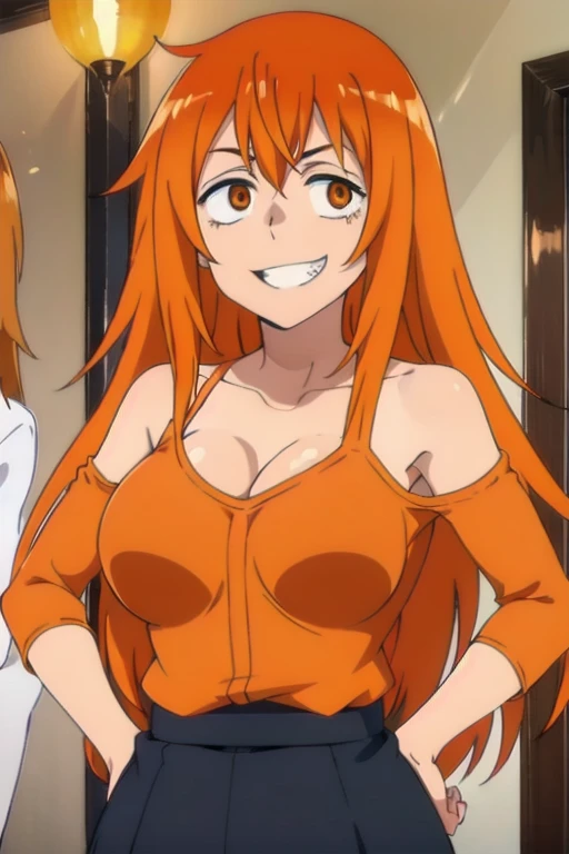Orange hair、Pupils、be shy、with blush cheeks、swim wears、bich