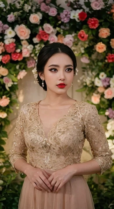 8K, masterpiece, RAW photo, best quality, photorealistic, extremely detailed CG unity 8K wallpaper, Depth of field, Cinematic Light, Lens Flare, Ray tracing, (extremely attractive face, beautiful lips, alluring eyes), intricate detail face, ((ultra detailed skin)) 1woman, in the darkness, cozy bed, busty malay lady, (sexy night dress:1.3), lying down, (sensual smile:1.3), (midnight, dim room light), (without people in the background:1.3), alluring earrings, bracelets, necklace, (shimmering night dress