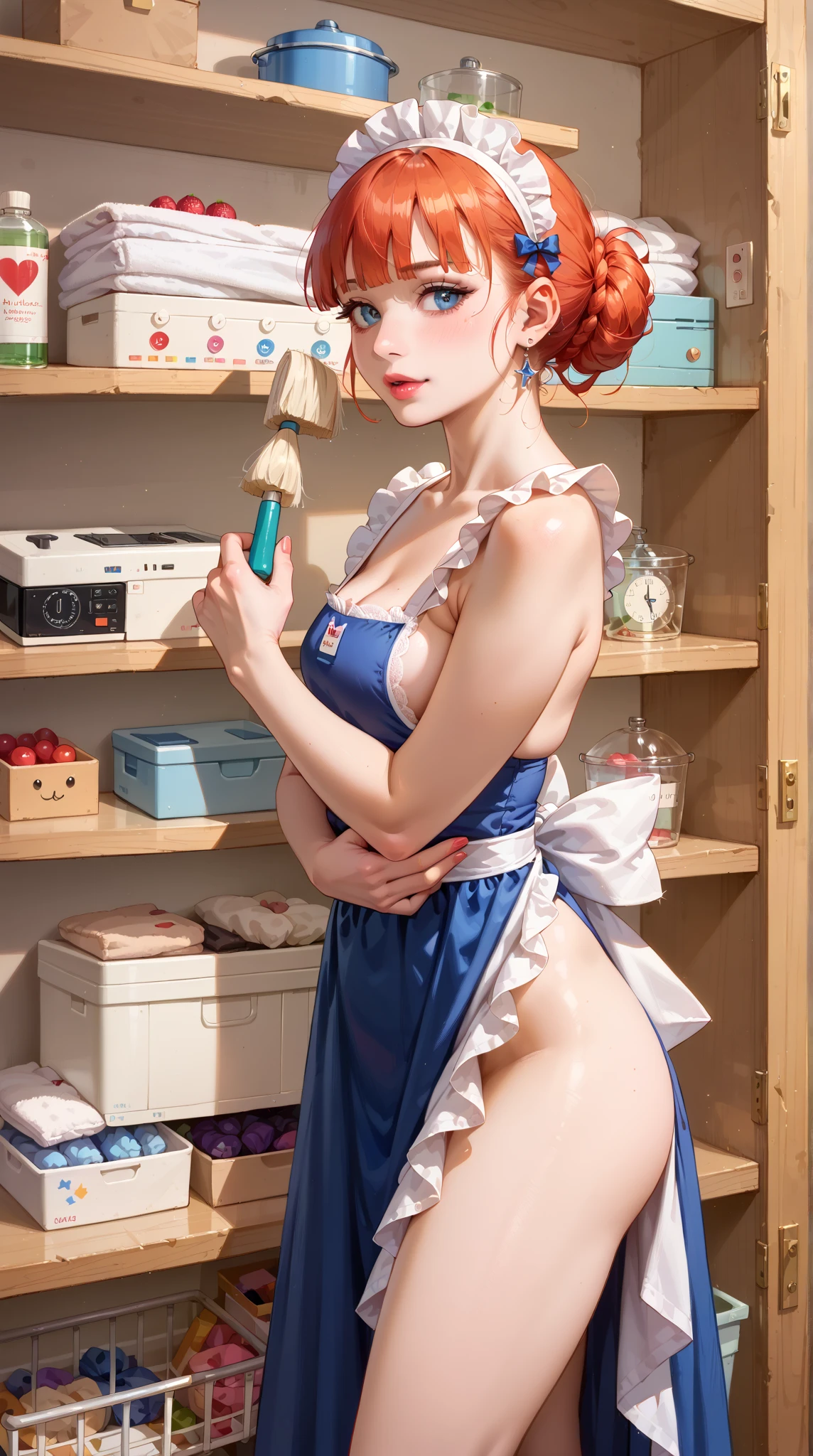 (CharacterSheet:1)(masterpiece:1.2), (best quality, highest quality), (ultra detailed), (8k, 4k, intricate),(full-body-shot(auburn short hair, blue eyes)<lora:CharacterDesign_Concept-10:0.5>(multiple views,from the front, from behind, reference sheet:1)   <lora:kitchen_apron:0.5>(wearing nude_kitchen_apron:1.3), small apron, arse, bottom, back view, large breasts