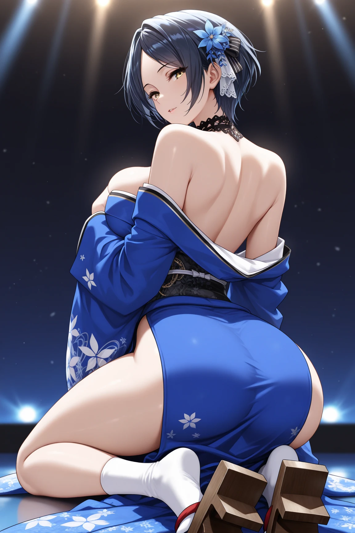 8-year-old、Japanese beautiful girl、short hair、Spread your legs、Big Breasts、Big Breasts、Turn your ass towards me、Shiny、Pussy、naked、outside、night、Ahegao、Sticking your butt out too hard、hot spring、On all fours