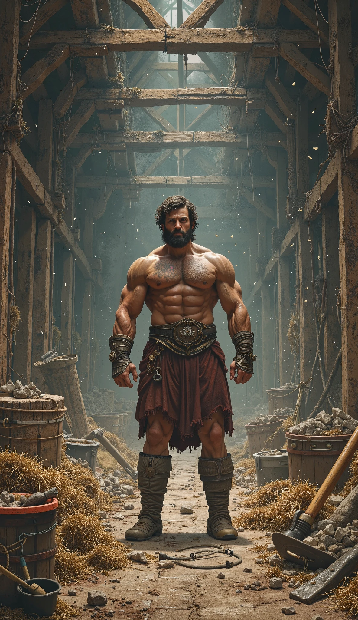 a drawing of a man with a beard and long tail, Henry Cavill as Assyrian, inspired by Rajmund Kanelba, barbarian man, Henry Cavill as Conan, photo of an adult warrior man, berserker potrait, muscular character, shirtless technoviking man, by László Balogh, male warrior, inspired by Li Kan. 2. drawing of a man with beard and long tail, concept art inspired by Rajmund Kanelba, winner of the Artstation contest, fantasy art, Henry Cavill as Assyrian, barbarian man, Henry Cavill as Conan, photo of an adult warrior, potrait berserker, technoviking man shirtless, muscular character, warrior, Henry Cavill. --auto --s2