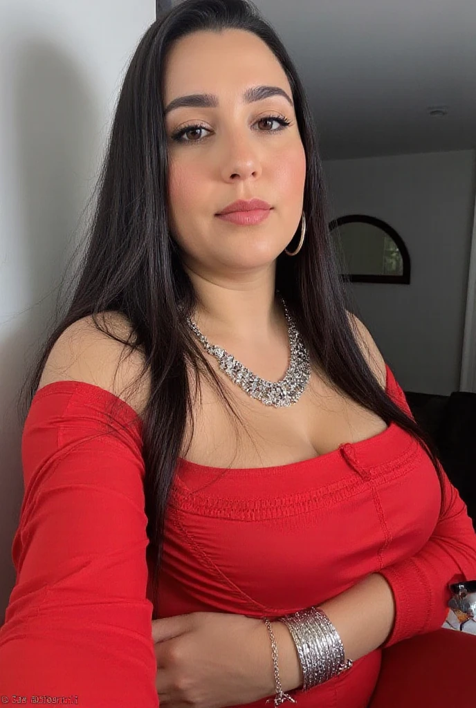 Sexy black dress, cleavage