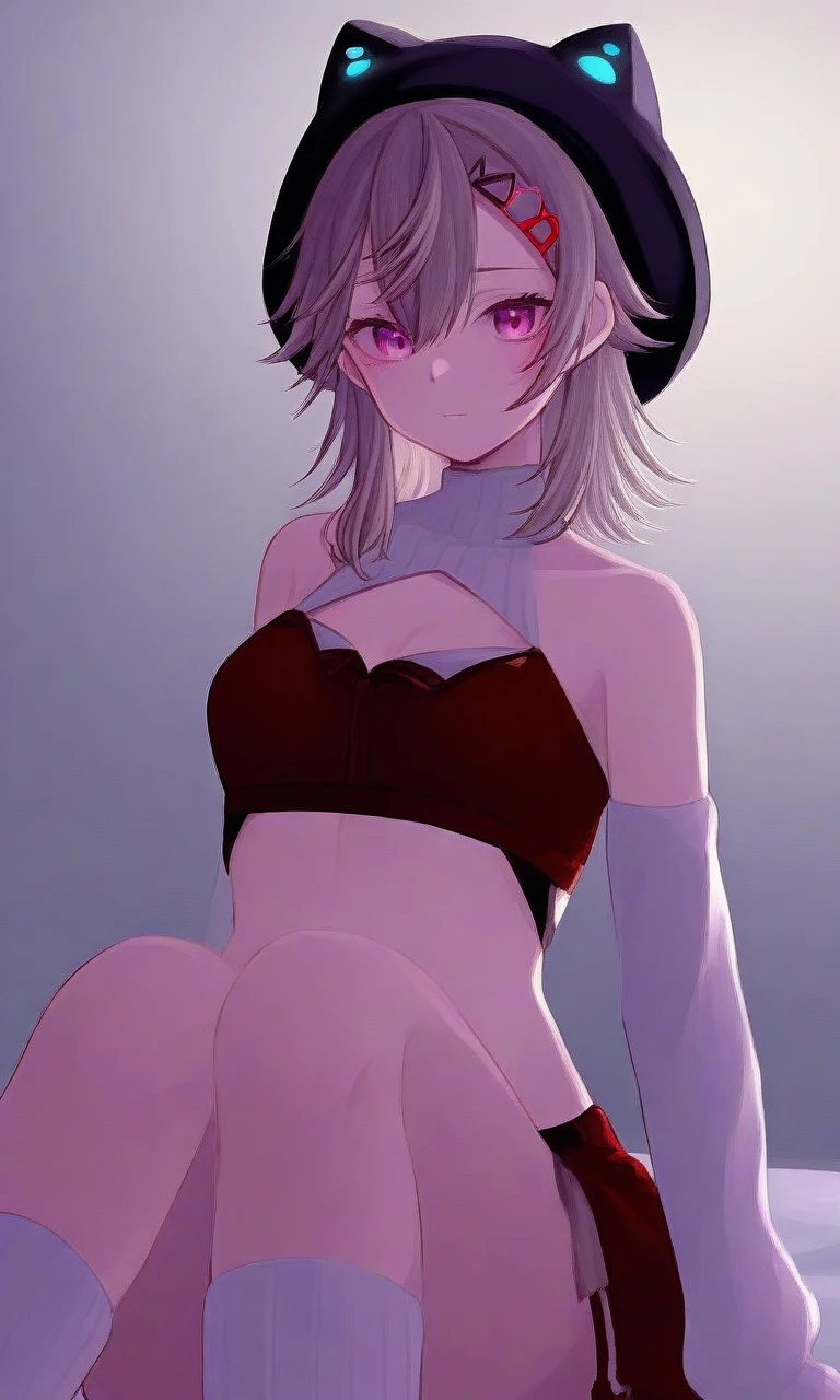 masterpiece, extra limbs,(1 child),(light gray shaggy cut), slant eyes, blank navy eyes, flat chest small nipples small  areolas,pale white skin athlete skinny body,sullen,on one knee,(((clothed fantasy ninja))),alley,midnight
