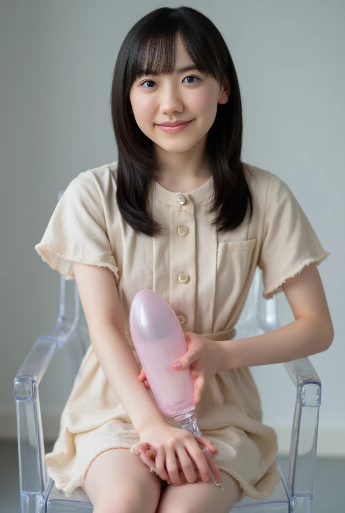 (1 girl:1.0),15 years old,(small brests:1.2),(skinny:1.2),high school student,beautiful girl,(short ponytails:1.2),akb48,nogizaka46, beautiful girl,school girl,sitting chair,(cowboyshot:1.0),fullbody,Navy blazer, red ribbon, white blouse, navy pleated skirt,front face,(front view:1.0),looking at viewer,office,(full-face blush:1.5),(smile:1.2),(presenting panties:1.5),white panties,(facial:1.5),(cum on face:1.5),