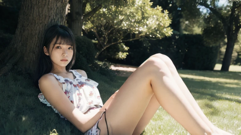 女の子1人、a blond、On-eyebrow bangs、Shave your hairline、Shaved temples、Shaved nape、Nicely aligned neckline、Bob-cut hair、Sit on the floor with your back straight、Open legs、Wearing white underwear、Inside the ruins of Petra、fullllbody、perfect anatomia、depth of fields、Center the subject、Spiritual silence、Transcendental tranquility、Shyness、absurderes、nffsw、(Photorealsitic:1.4)、extra detailed face、Raw photography、film grains、Deviantart Trends、a scene from a movie、Natural Day Light
